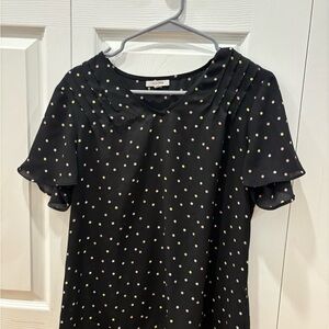 Pleione Black Top with Beige Dots